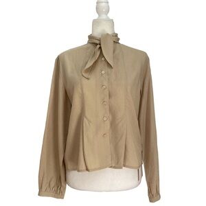 NWT Olive Clothing Wide Collar Tan Blouse